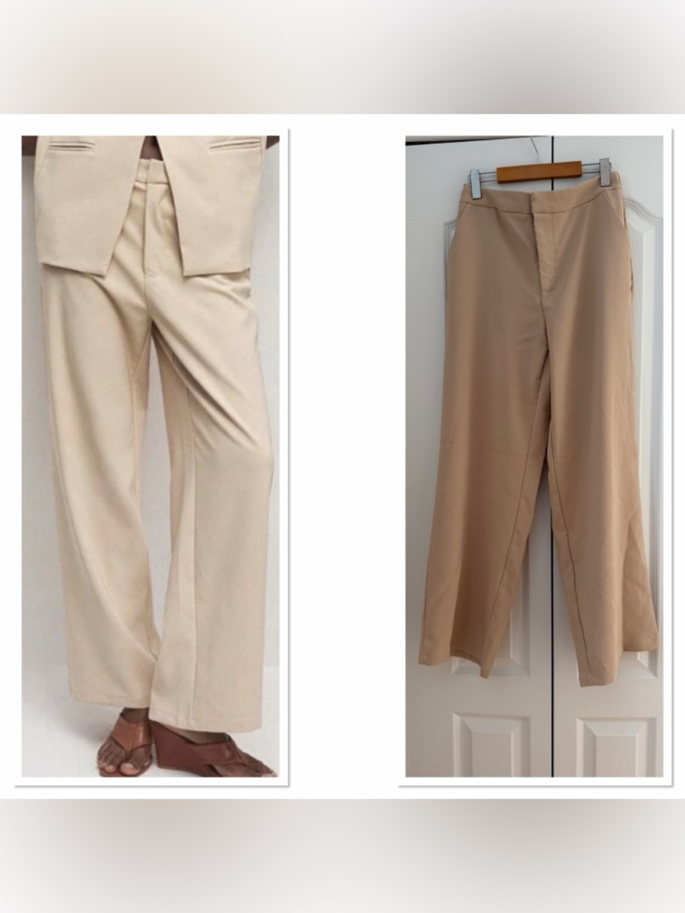 Neutral Beige Wide-Leg Trousers - Versatile Women's Pants